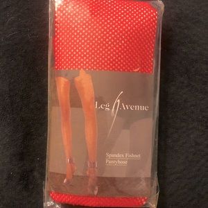 🌞 NWT Sexy Leg Avenue Red Spandex Nylon Fishnet Pantyhose Fits 90-160lbs